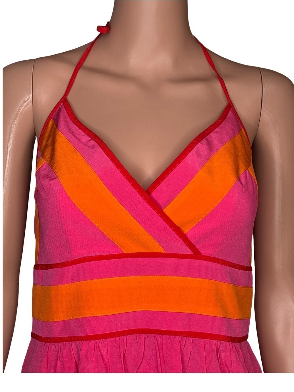Trina Turk Hot Pink Silk Halter Mini Dress Size 12 - Picture 3 of 9